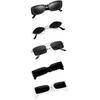 Sheomy Unisex Combo предлагает набор из 5 очков Black Candy MC stan Rectangle Retro Vintage Narrow Sunglasses Women::Мужчины