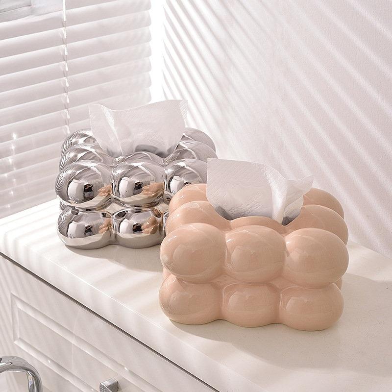 Керамическая коробка для салфеток в форме зефира, пузырчатая мультяшная бумага, экстрактор, держатель для туалетной бумаги, современное украшение