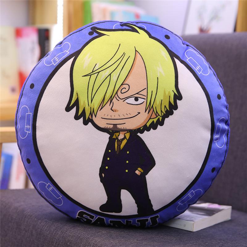 Новая круглая подушка One Piece Аниме Периферия Луффи Чоппер Двусторонняя печать Подушка для сна Подушка Декор для комнаты Дивана Подарок