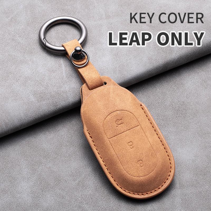 Leather Car Key Case Cover for Leapmotor T03 S01 C11 for 2025 Leapmotor C01 T03 S01 C11 Leap Motor Holder Key Fob Keychain