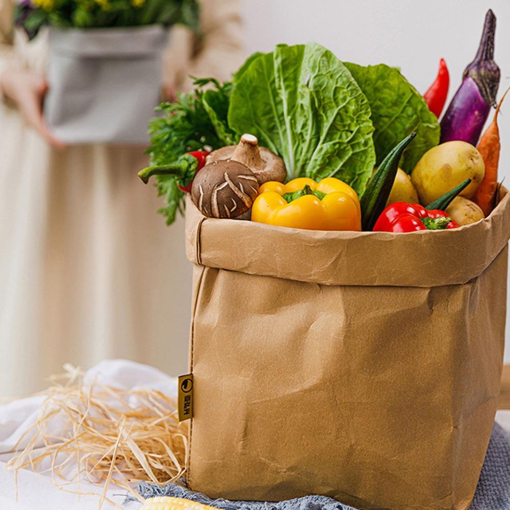 Washable Kraft Paper Bag Reusable Waterproof Bag Snacks Bags Kraft Storage Bags  Food Storage