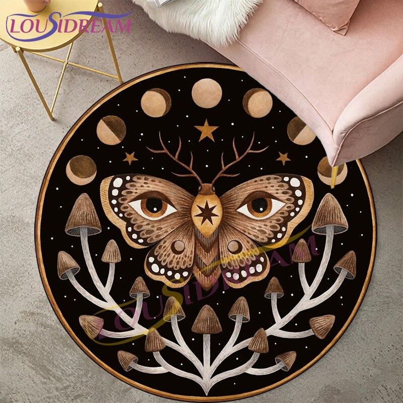 Ковры Death Moth для гостиной, ковер, готический череп, круглый ковер, напольный коврик, ковер с бабочкой, луной и звездой, коврик для двери