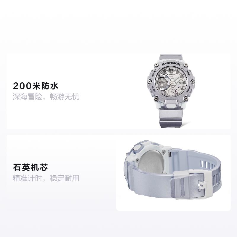 Casio MASTER OF G-SEA Серия G-SHOCK Водонепроницаемость 200 метров Кварцевый механизм Ремешок из смолы Японские и корейские часы Унисекс Серебристый циферблат GA-2200FF-8AJF