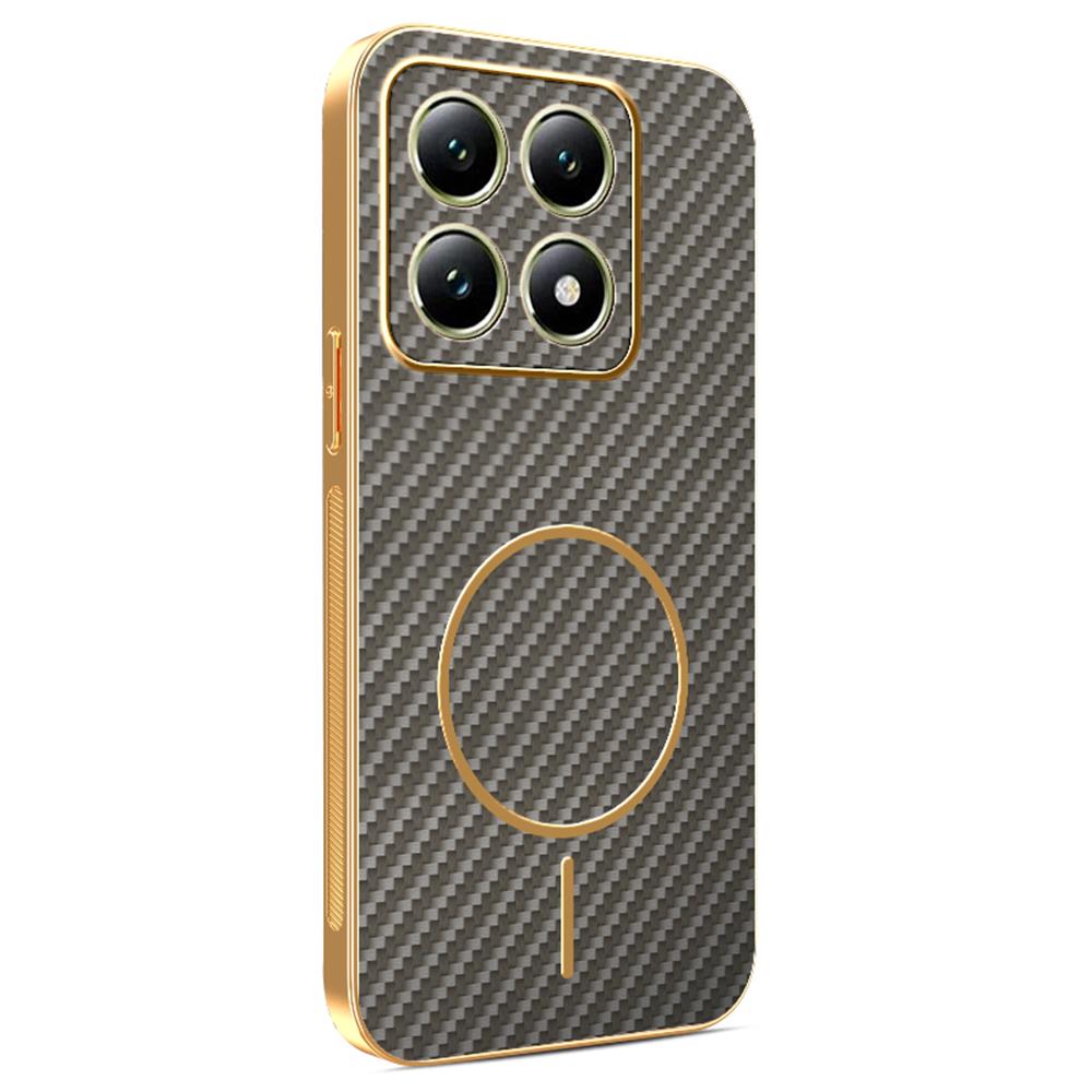 For Xiaomi 14T Phone Case Carbon Fiber Textured Electroplated TPU Back Cover