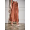 Satin High Waist Drawstring Tie Solid Color Halter Skirt