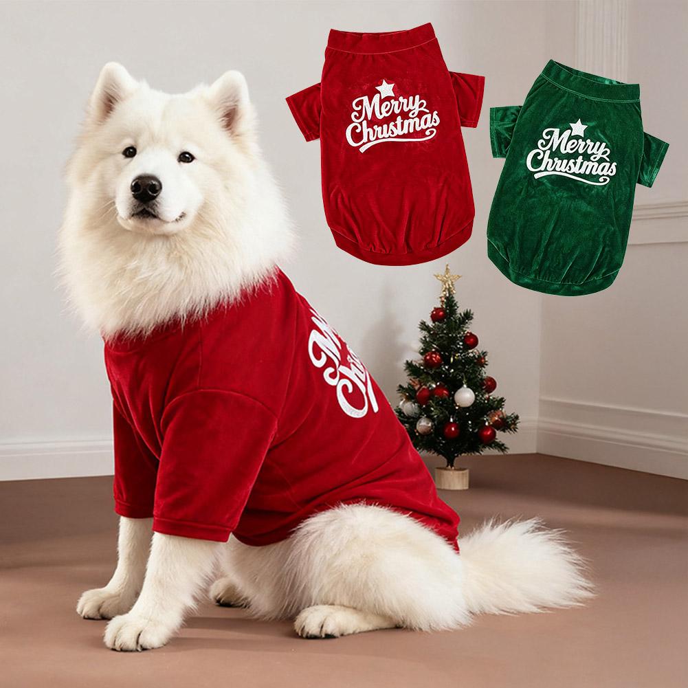 Soft Velvet Pet Sweater Pullover for Medium Large Dogs Samoyed Husky Autumn Winter Warm Clothing Christmas Mascotas Outfits