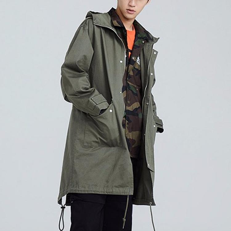 Vans Повседневная спортивная куртка средней длины с капюшоном Мужские куртки армейско-зеленого цвета VN0A3QTUKCZ