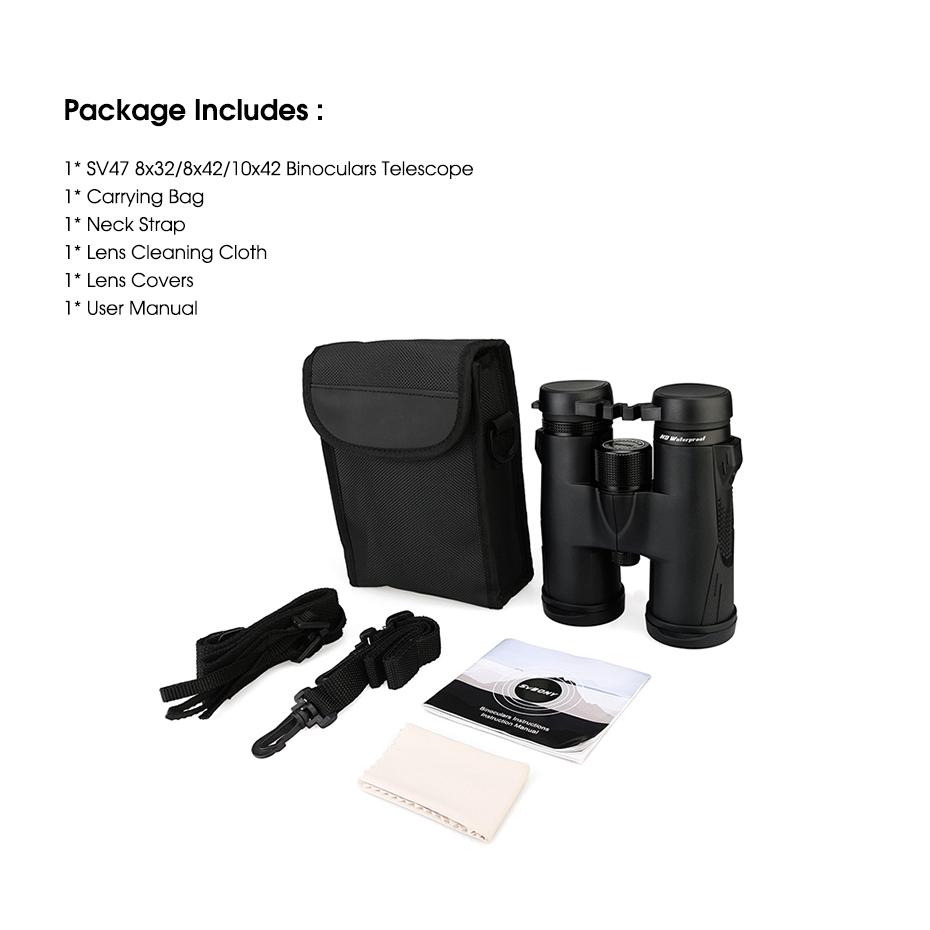 Бинокль SV47, профессиональный водонепроницаемый и защищенный от запотевания бинокль 8x32/8x42/10x42 для наблюдения за птицами