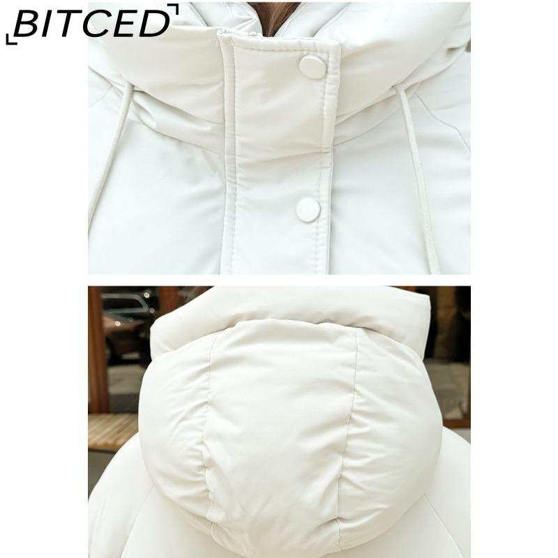 BITCED Plus Size Thickened Cotton Coat Women's Fall/Winter A-Line Loose Fit Puffer Jacket Warm Cotton-Lined Hooded Outerwear