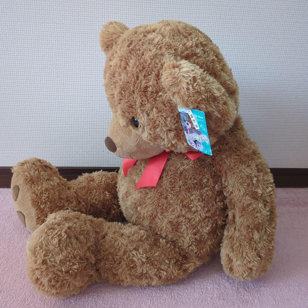 [USED] Teddy bear with tag, large brown stuffed bear, large bear