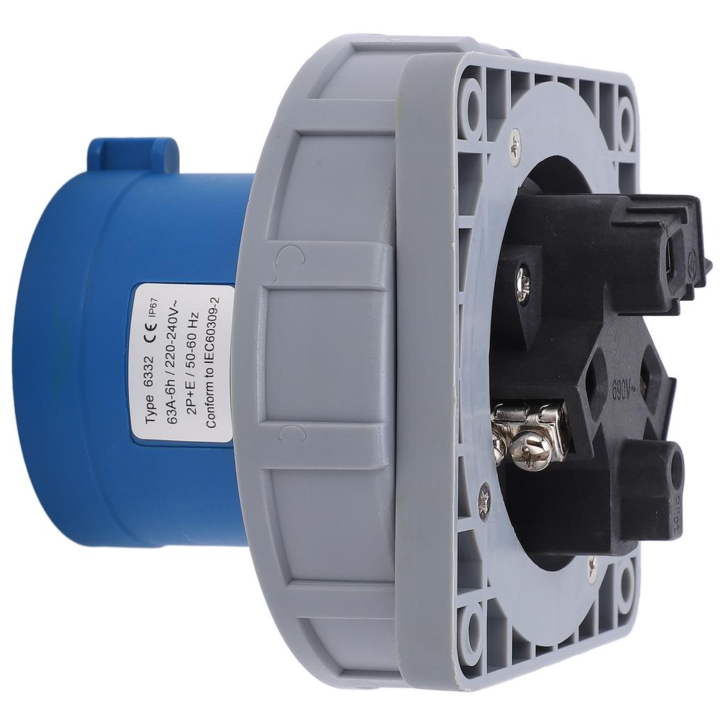 3-контактный 63A промышленный штекерный разъем IP67 водонепроницаемый 2P+E пылезащитный для электричества в аэропорту