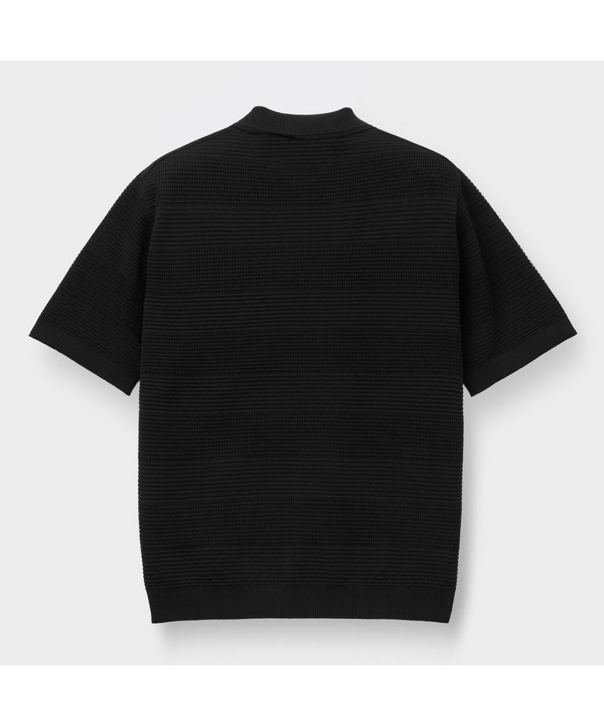 Keoseuuteommellou Black Stripes Textured Collar Sweater Cwwam26411Bkx