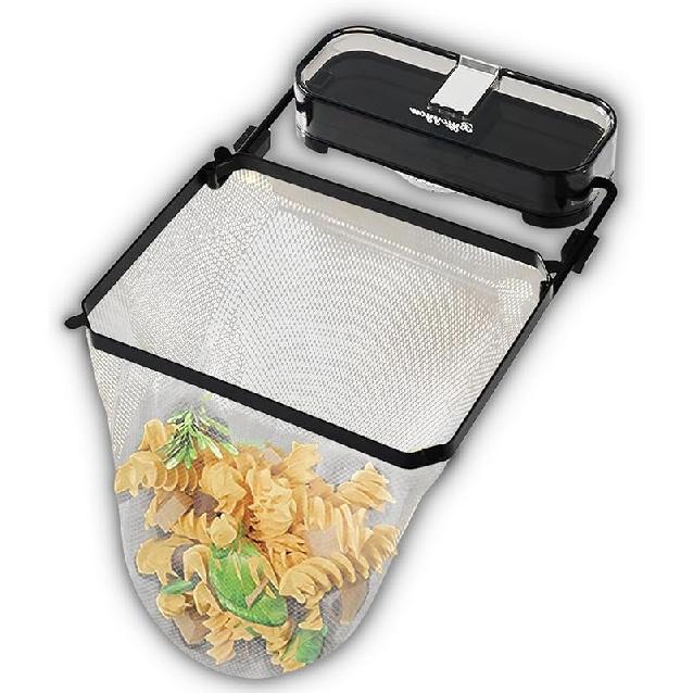 Фильтр для мойки Kanggoulu, вращающийся фильтр для кухонной мойки с 100 фильтрующими сетчатыми мешками, держатель фильтра-ловушки для еды для угловой мойки (черный)