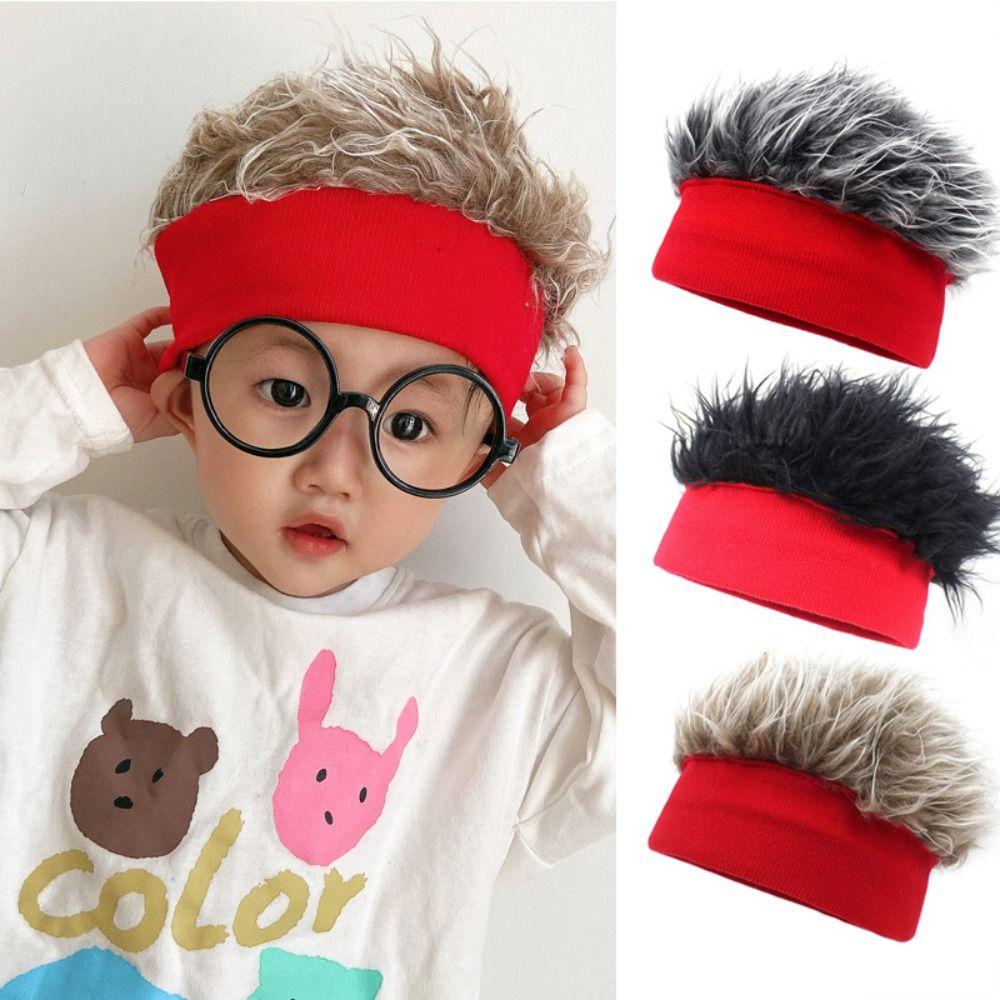 Natural Novelty Knit Fake Hair Hat Windproof Decorative Hat Beanie Wig Hat Fun Short Hair Caps