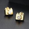 WWJ унисекс мини-серьги-гвоздики с кубическим цирконием золотого цвета, ювелирные изделия с камерой