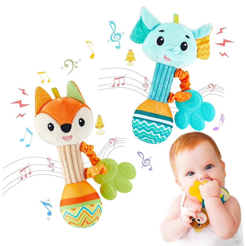 Baby Rattles Soft Hand Grab Sensory Shaker Teething Toys for BabiesSensory Plush Animal Toys for 0 12 Months Newborn Toys Gifts