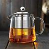 1 шт. Прозрачный стеклянный чайник, включая фильтр из нержавеющей стали, устойчив к высоким температурам, подходит для заваривания чая