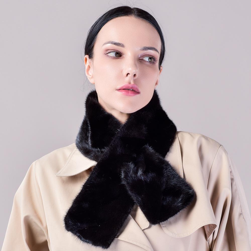 Норковый меховой шарф женский зимний новый кожаный высококачественный импортный мех норки теплый зимний двухсторонний плюшевый шарф