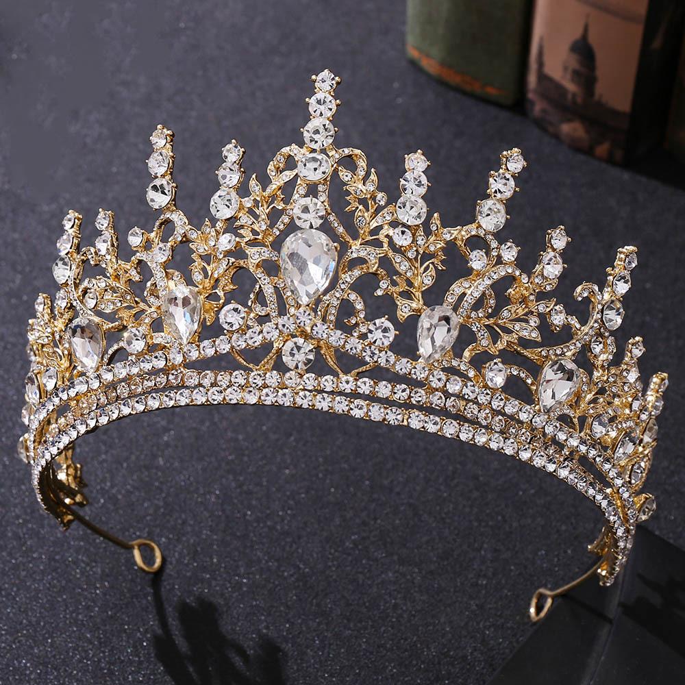 New Baroque Fashion Large Crown Tiara Bride Birthday Crown European Style Rhinestone Wedding Accessories