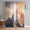 Lake Forest Landscape Mountains Scenery Tulle Curtains for Living Room Drapes Window Sheer Modern Curtains for Bedroom Decor