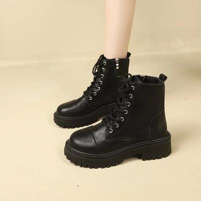 Обувь для женщин 2024 года, высококачественные женские ботинки с боковой молнией, модные современные ботинки с перекрестной шнуровкой, женские новые ботинки до середины икры с круглым носком