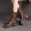 Fashion Side Zipper Boots Fashion Versatile Genuine Leather Solid Color Women's Shoes