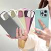 Корейский простой чехол однотонный с текстурой под искусственную кожу для iPhone 16 Pro Max, Совместим с iPhone 14/15, Мягкий чехол, Свежий стиль