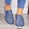 Women Sneakers Summer Wedge Canvas Shoes Women New Casual Single Shoes Plus Size Breathable Rhinestone Slip-on Sneakers Women