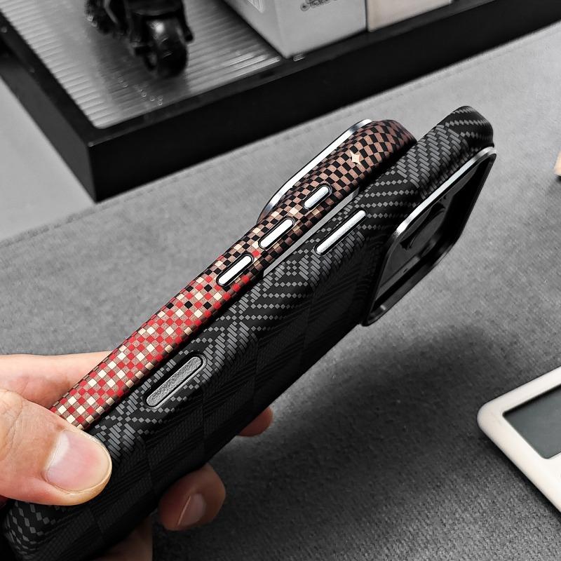 Luxury Carbon Fiber Texture Magnetic Case for IPhone 18 Pro Max 17 16 15 Thin Slim for Magsafe Metal Lens Guard Protection Cover