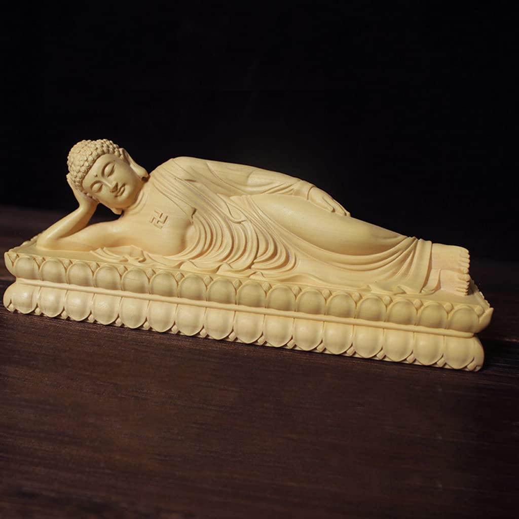 Shakyamuni Buddha Statue Natural Boxwood Wood Carving Shakyamuni Buddha Wooden Buddha Statue Buddhist Artwork Huang Yang Tsuge Buddha Sculpture Buddha