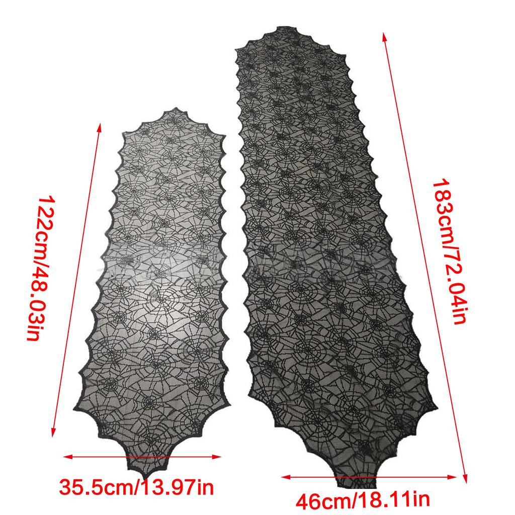 Halloween Black Lace Polyester Tablecloth for Party Decorations Fabric Easy To Cleaning Foldable Designs