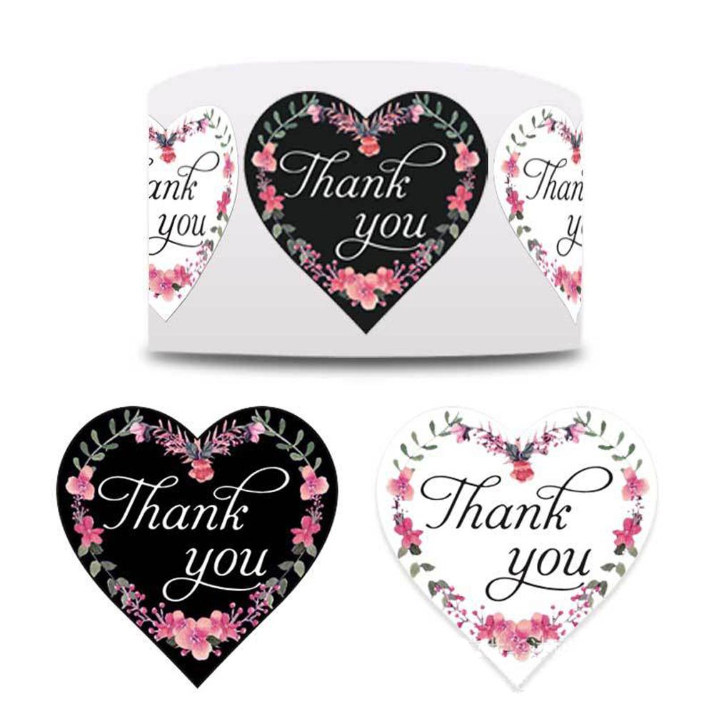 NEW Heart Thank You Stickers  Floral Wedding Festival Party Favors Paper Decorative Sticker Envelope Package Seal Label Sticke