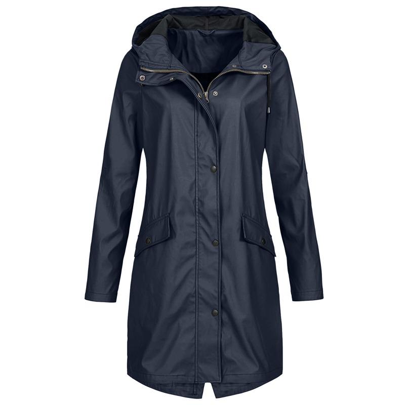 Womens Waterproof Raincoat Ladies Outdoor Wind Rain Forest Jacket Plus Size Coat