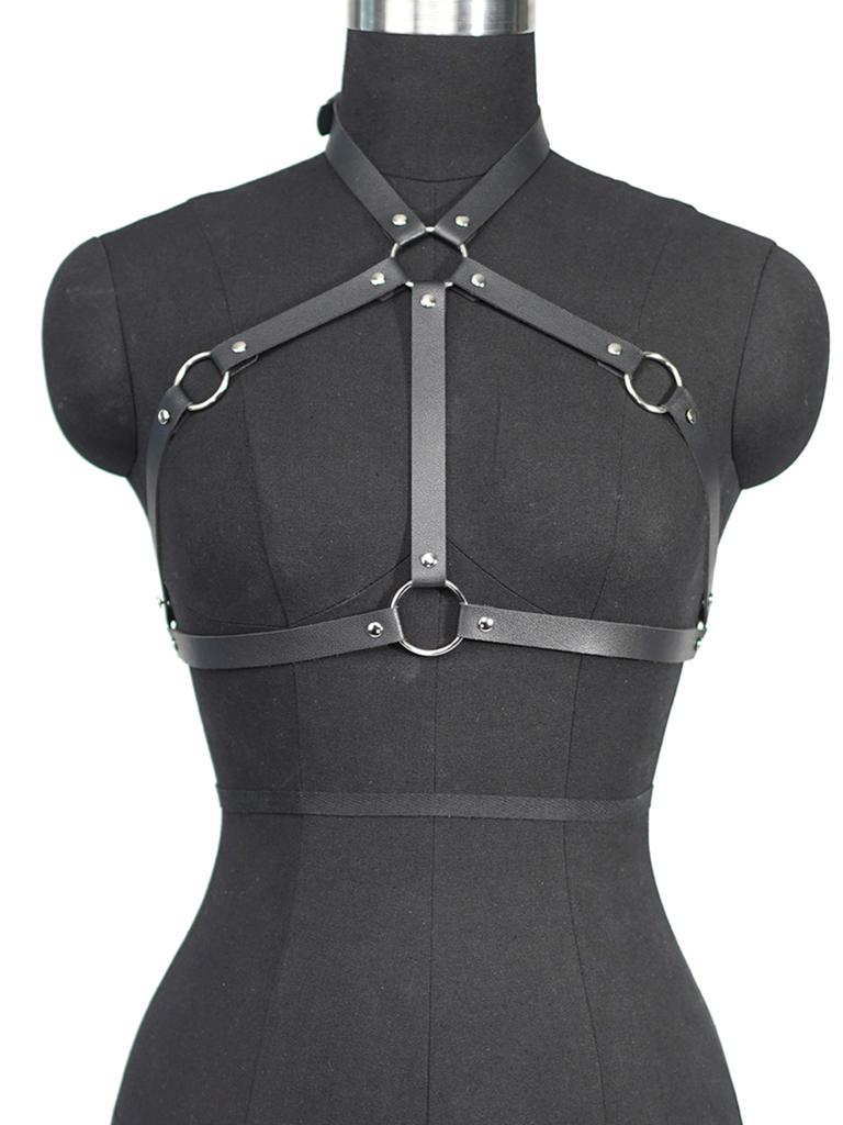 Модный ремень-портупея Корсет-портупея Кожаное нижнее белье Бондаж-белье Портупея для тела Одежда Готические подтяжки для женщин