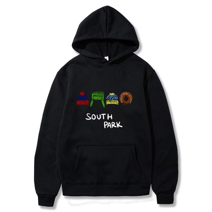 Худи с аниме-принтом South Park Модное теплое пальто Мужская осенне-зимняя толстовка Уличная черная толстовка с длинным рукавом