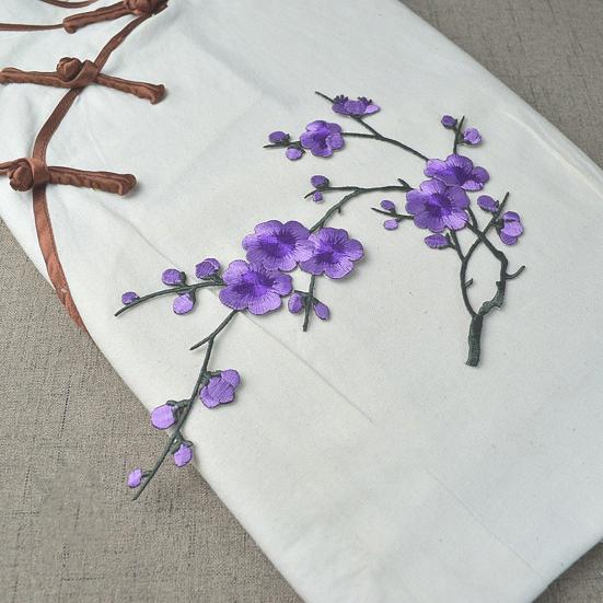 Cherry Blossom Iron-On Patch Blossom Plum Applique Patch Embroidered Flower Vines DIY Trim for Jeans Garment Women Clothing Jacket Backpack