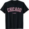 Розовый Чикаго Иллинойс IL В стиле Varsity на футболке Chicago