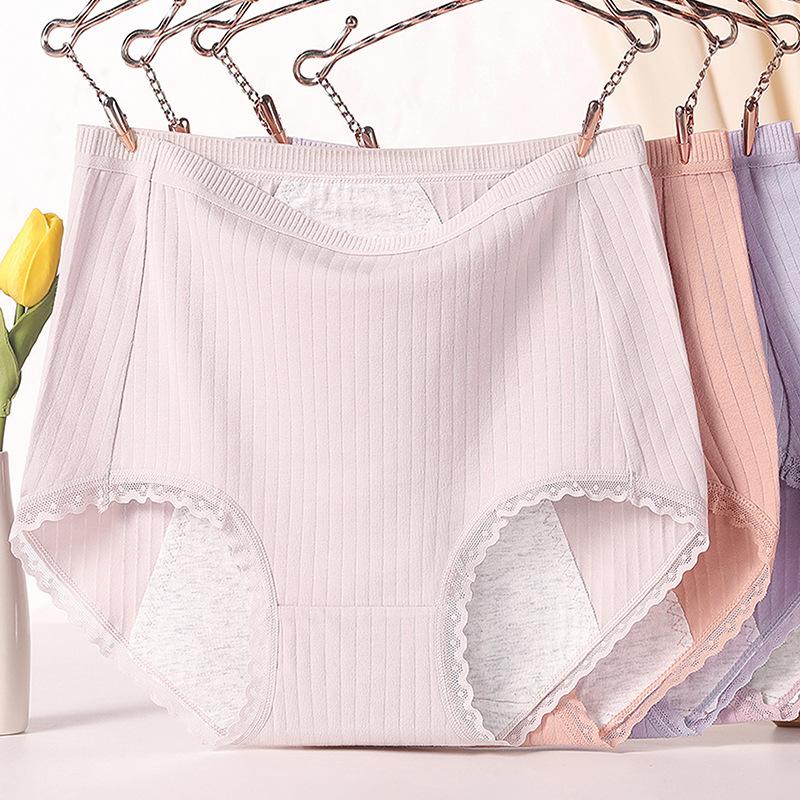 Женское хлопковое нижнее белье с высокой талией, менструальное, герметичное, красное, физиологическое, с треугольными чашечками