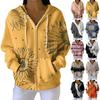 Women's Casual Fashion Long-Sleeved Zip-Up Christmas Print Knitted Hoodie
