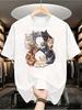 1pc Men'S Graphic T-Shirt Cute Cat Number 8 Print Short Sleeve Crew Neck
