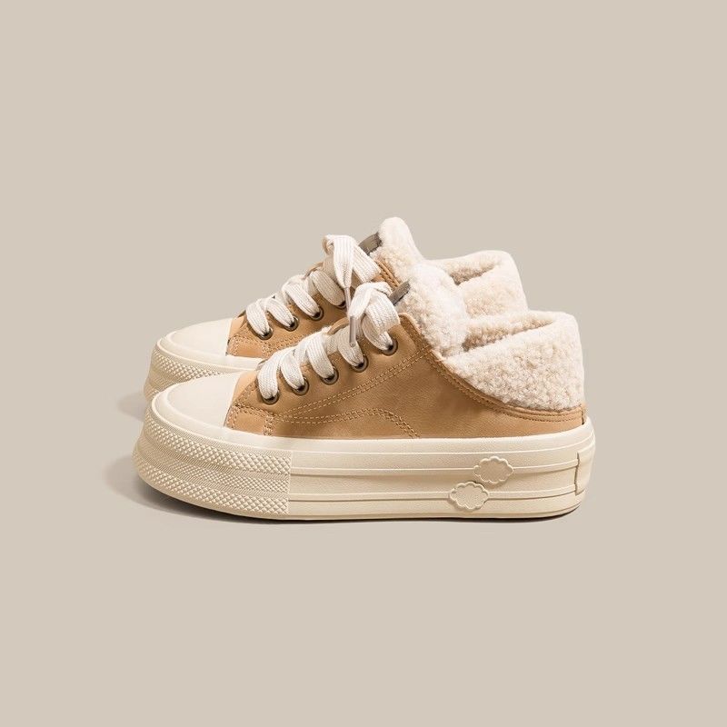 Зимняя нишевая теплая дизайнерская двухсторонняя обувь женская флисовая повседневная спортивная две хлопковые туфли женские