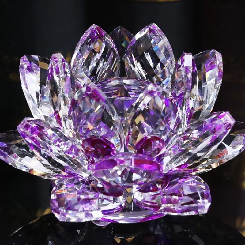 1PC Multi-Colored Glass Home Lotus Decor Exquisite Crystal Lotus Decorations Party Ornament Transparent Table Centerpiece Wedding