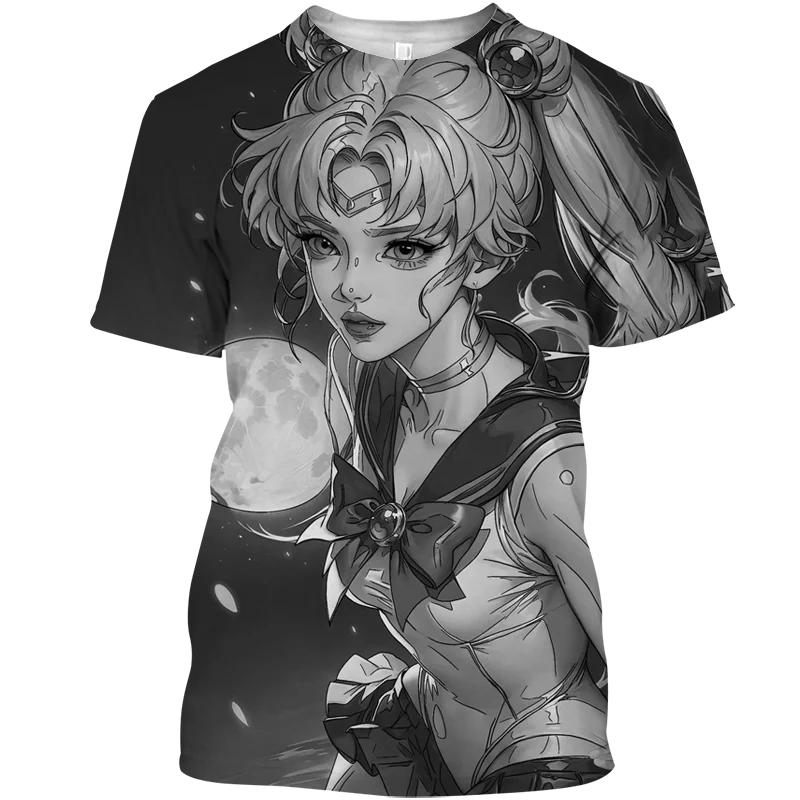 2024 Street Wear Футболка Смешная футболка Sailor Moon Street Wear Топ женский 3D принт женский графический аниме девушка y2kМужская одежда