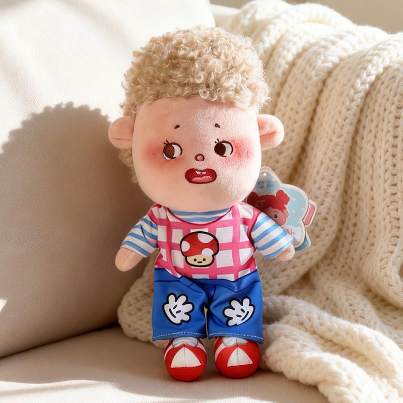 Blonde Boy & Brown Red Yellow Hair Girl Plush Doll - Soft Fluffy Stuffed Toy, Cute Collectible Doll for Kids & Display