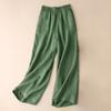 1PC Elastic Waist Straight Tube Pants Cotton Linen Wide Leg Pants Trousers Pants Women Loose Soft