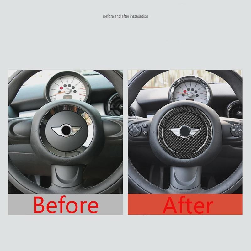 Углеродное волокно, центральная автомобильная наклейка на руль автомобиля для Cooper R55 R56 R60 R61 F55 F56 F60 Clubman Countryman, аксессуары