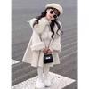 2024 Girls' Wool Fleece Coat with Big Fur Collar, Korean Style, Thick, Fashionable, for Autumn/Winter