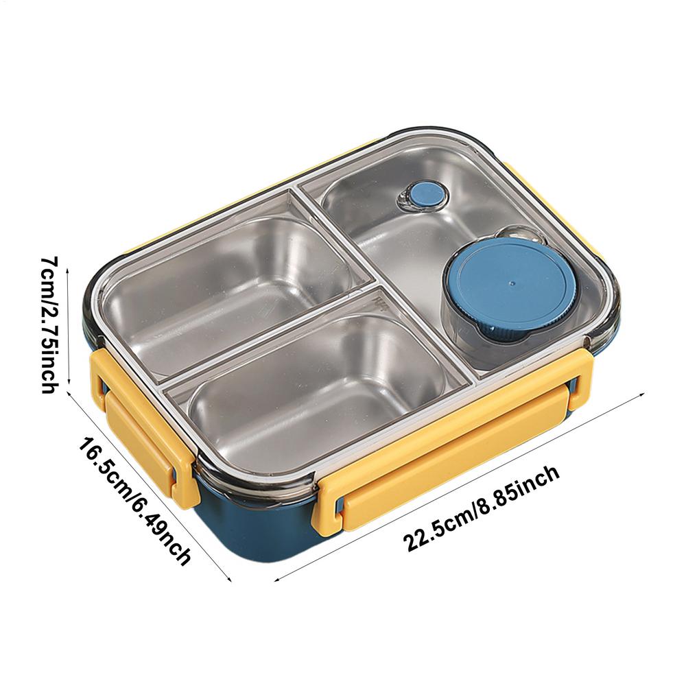 Stainless Steel Lunch Box Kids 3 Compartments Lunch Container Adult Lunch Box Portable Lunch Containers Large Capacity Lunch Box