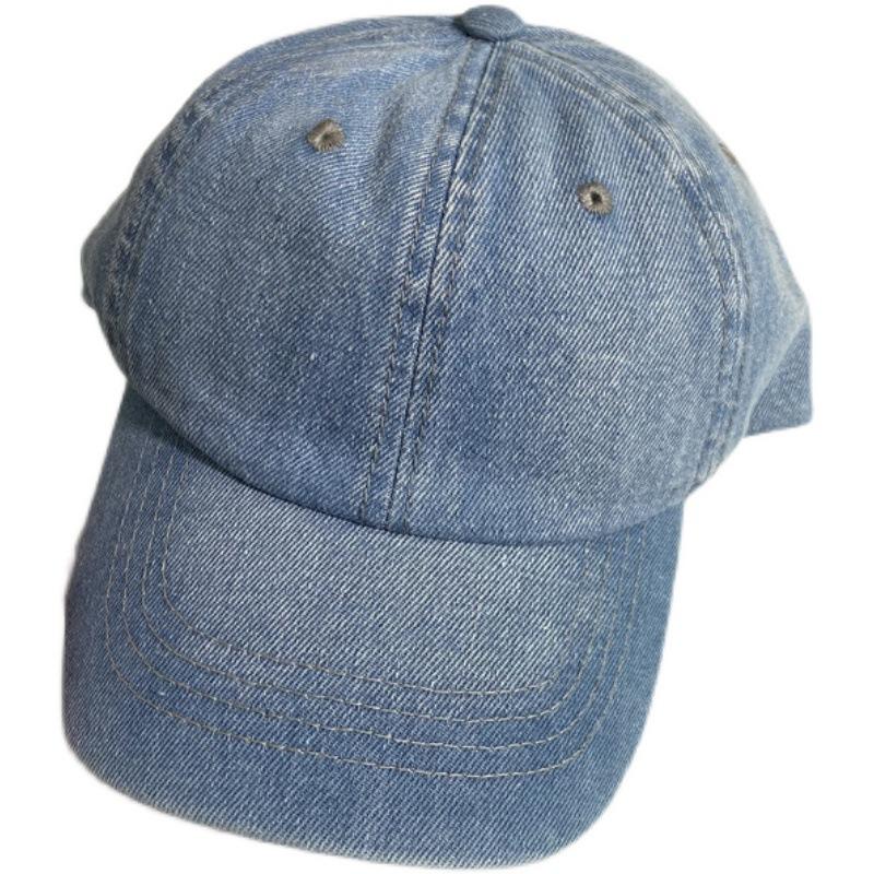 Vintage Solid Color Denim Baseball Cap Versatile Washed Minimalist Style Duckbill Cap Face Slimming Unisex Street Sun Hat