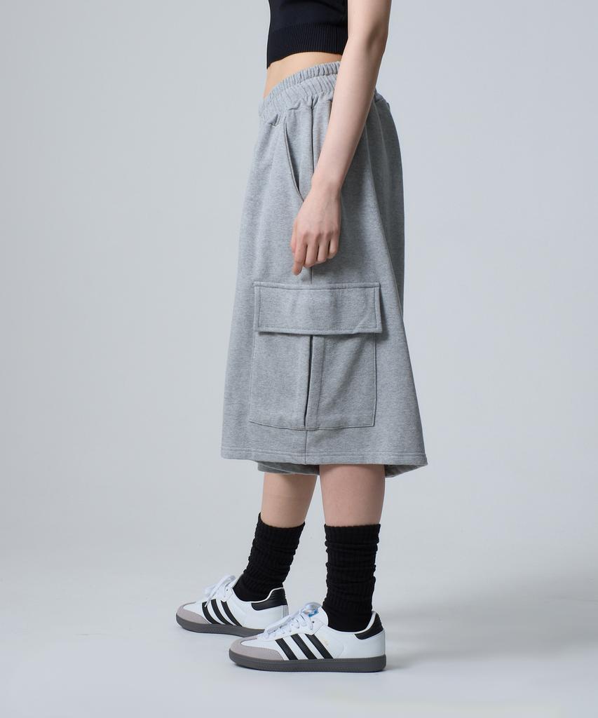 UNKNOWN PLANET Daily Wide Sweat Cargo Shorts Pants Gray